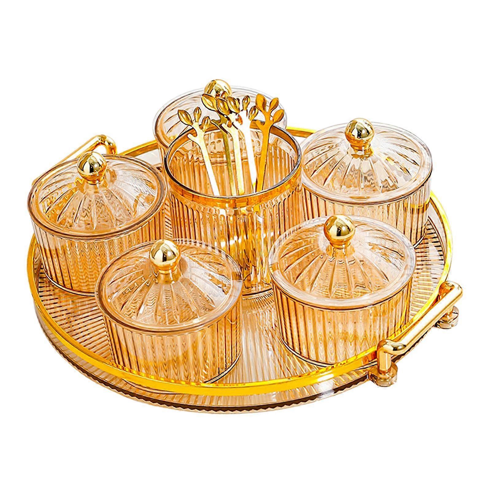 Divided Serving Plate Dried Fruit Tray with Lid Desktop Decorative Nuts