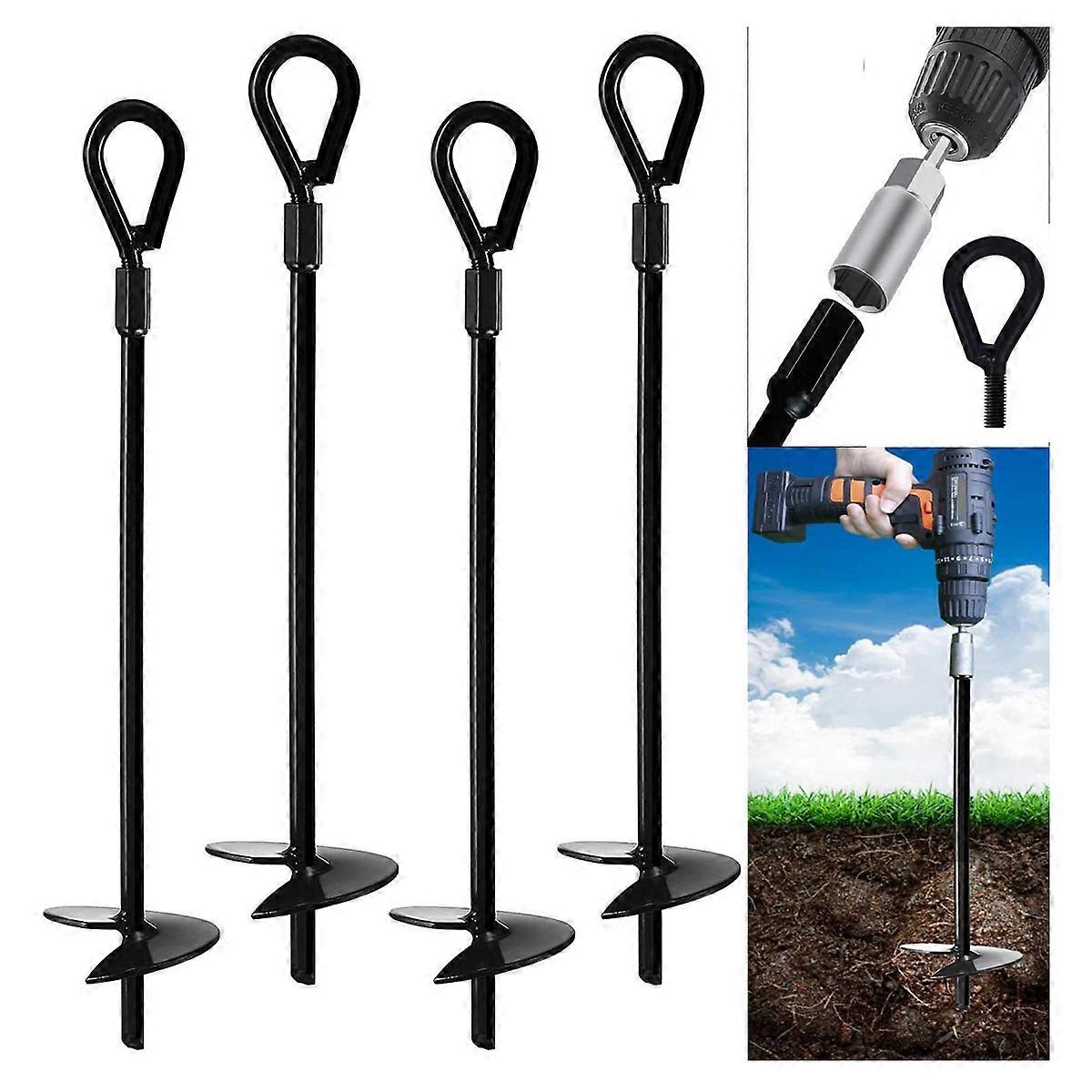 User Friendly Ground Anchor Kit, 15 Inch Solid Steel Anchors for Multi-Purpose Applications, Sharp Tips for Easy Installation & Durable Material for
