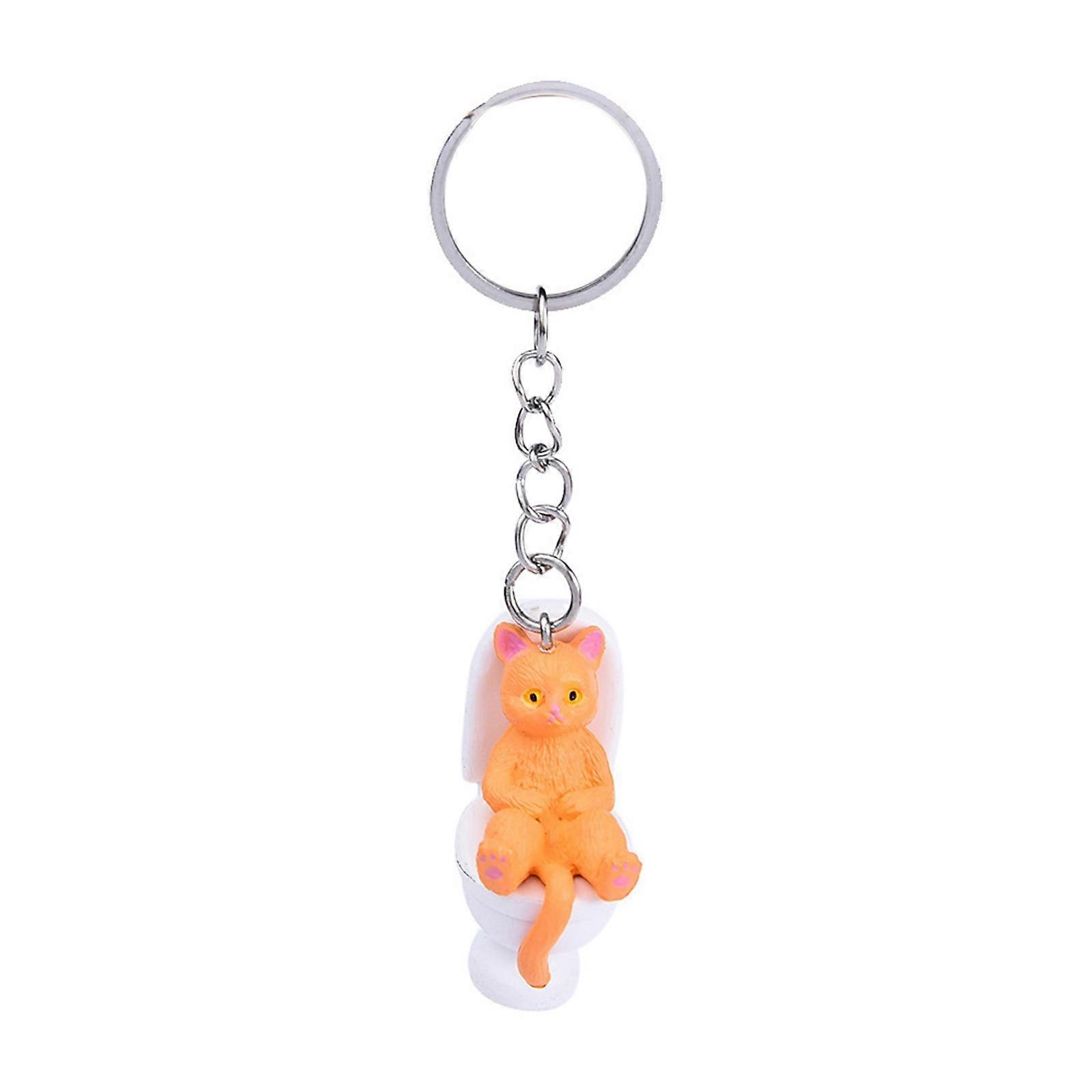 Porte-clés chat toilette plusieurs porte-clés de dessin animé créatif bijoux pendentif en PVC durable accessoires pour clés et sacs à dos