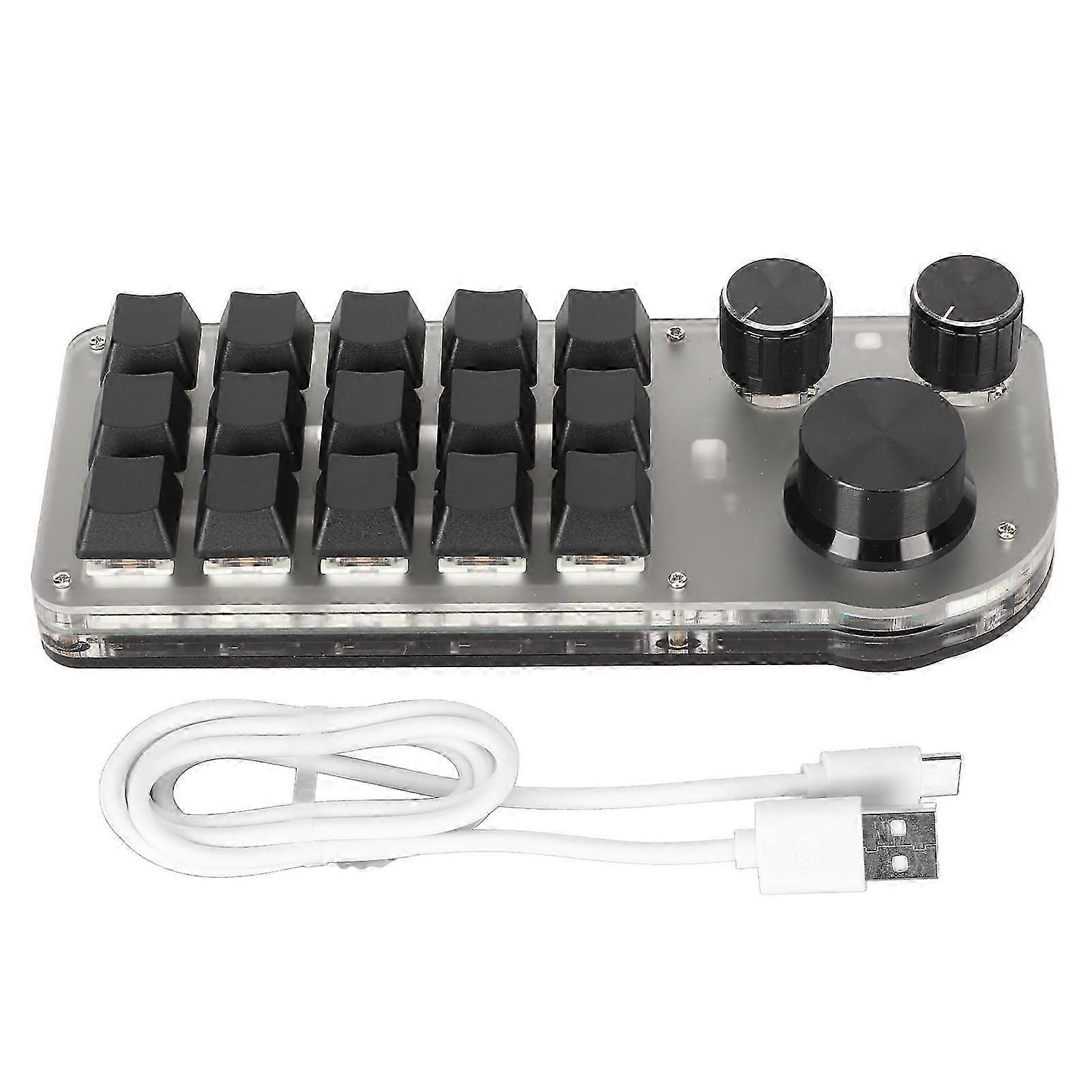 Programmable Keyboard 3 Knobs 15 Keys Portable RGB Bluetooth DIY Mechanical Gaming Keypad for Office Laboratory