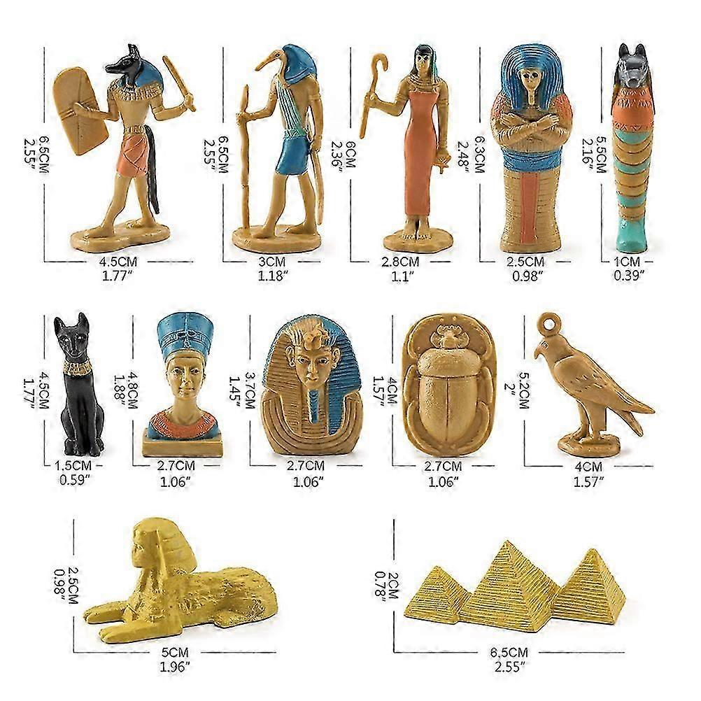 12 Pcs Ancient Egypt Egyptian God Goddess Figurines Set PVC Miniature Statues Set