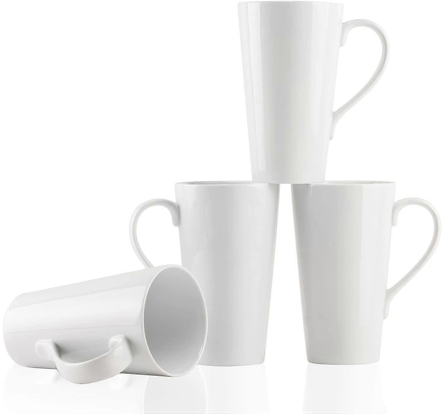 4 Set Large White Coffee Mugs for Coffee and Tea 16 OZ