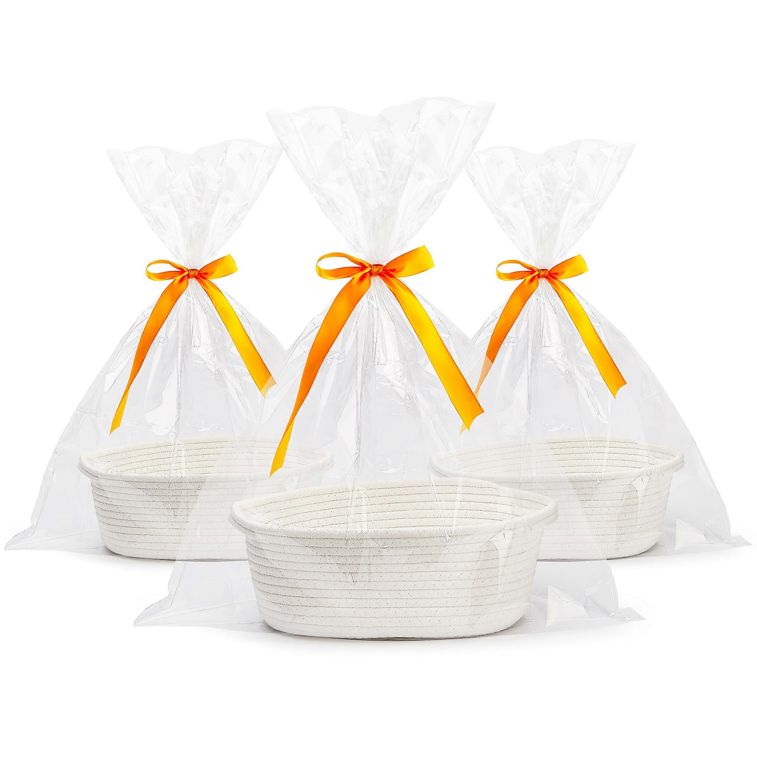3-Piece Small Woven Easter Gift Basket Empty Storage Toy Baby Basket 12" x 8" x 5" with Handle for Kids Storage