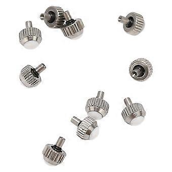 DTCY 10pcs Corona de reloj de plata Reparación de la cabeza del reloj de acero inoxidable Accesorio de repuesto para relojero 4 mm
