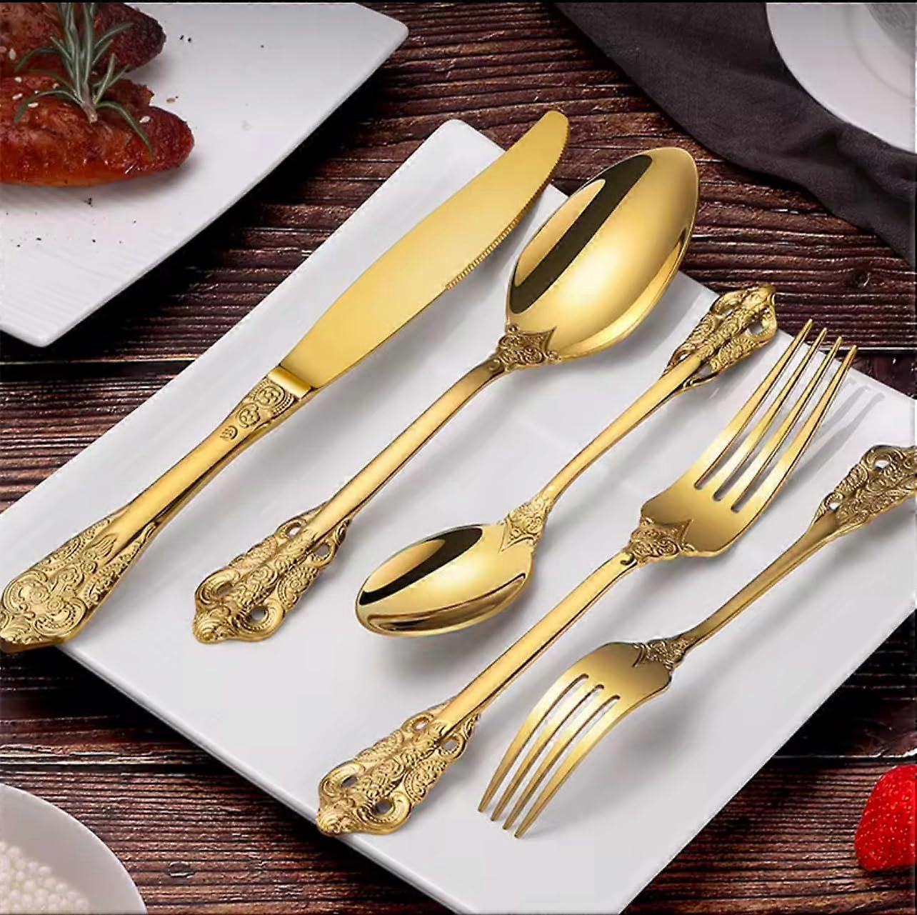 30 Pcs Silverware Set Luxury Royal Modern Tableware Serving