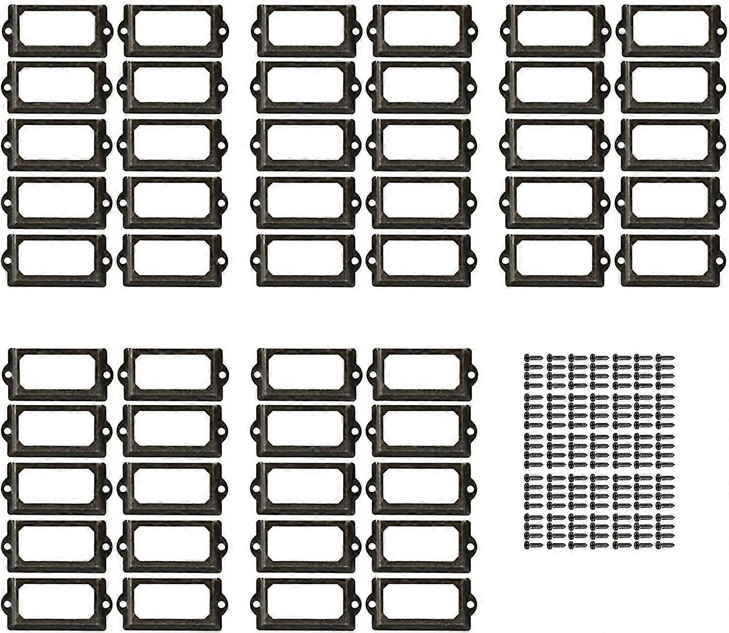 50 Pieces Frame Label Holders, Metal Label Holders, Drawer Name Card Label Holders, for Nameplates, Apothecary Cabinet, Filing Drawer