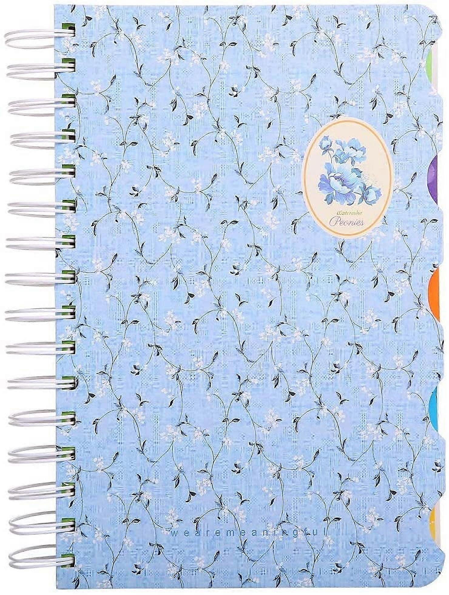 5 Subject Notebooks Lined Spiral Notebooks Traveler's Notebooks, Colored Dividers with Tabs, 5.7 Inch 300 Pages