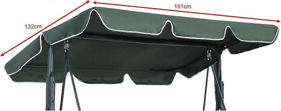 Replacement Canopy for Anti-UV Garden Swing, Swing Canopy Made of Waterproof 600D Oxford Cloth with Edge Width 12cm Dimension 191x132cm (Green)