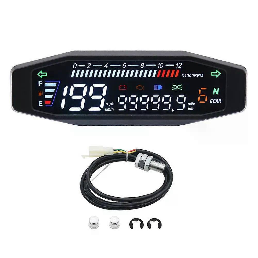 Newest Universal Motorcycle Speedometer Digital Meter LED Tachometer Dashboard Instrument Panel Meter LCD Display