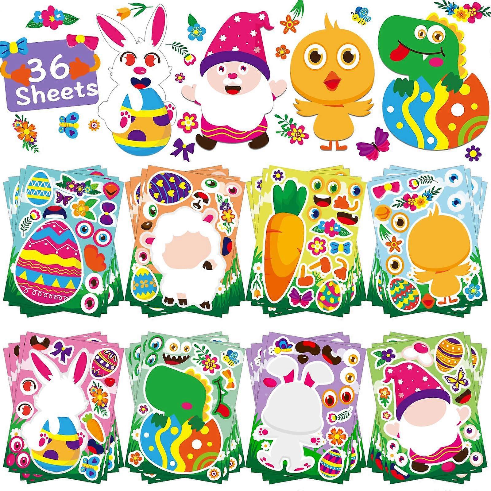 Easter Stickers 36-Pack For Easter Gift Baskets Paskalya Theme Make Your Own