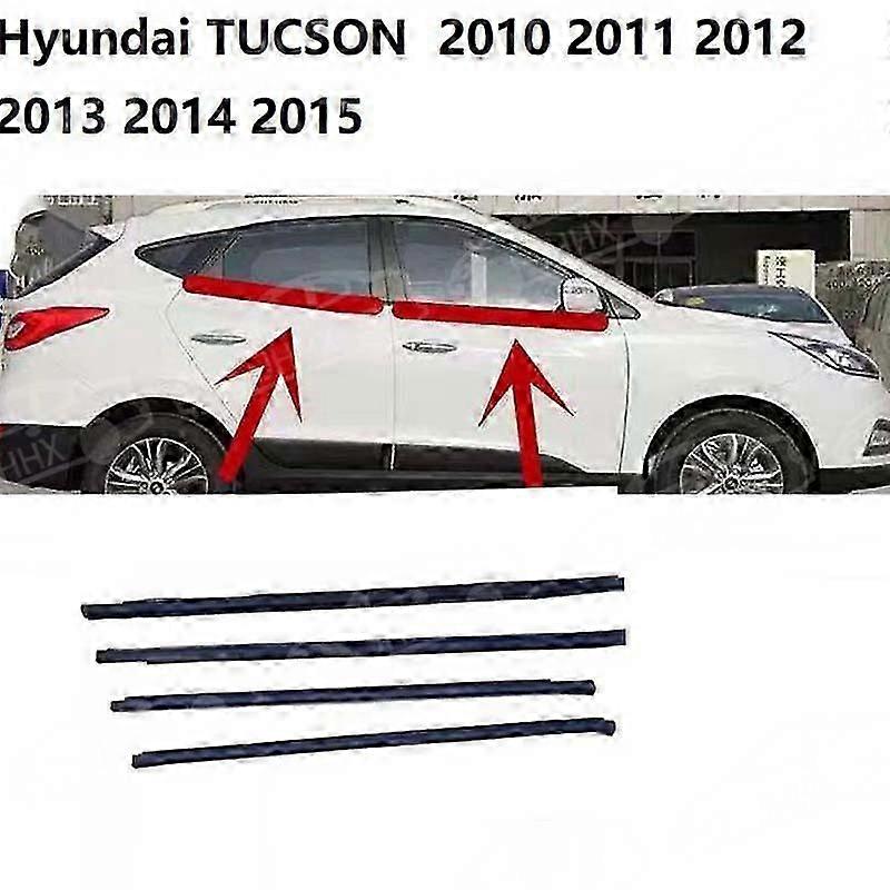 兼容(4件/1套)Ix35 Tucson 11-15门窗玻璃外部压力条和外部屏障防水密封条