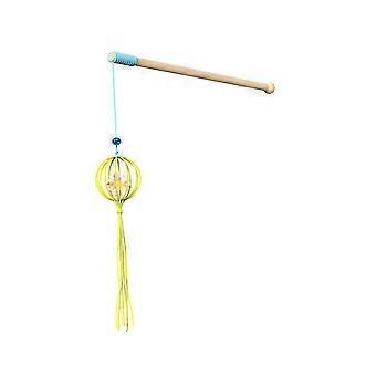 Lantern ball teasing cat stick spring toy wooden