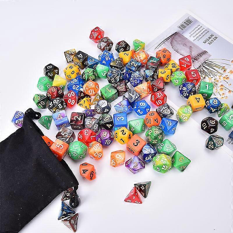 105pcs Polyhedral Dice Set Playing Table Game With Bag Set Mixed Color Dices