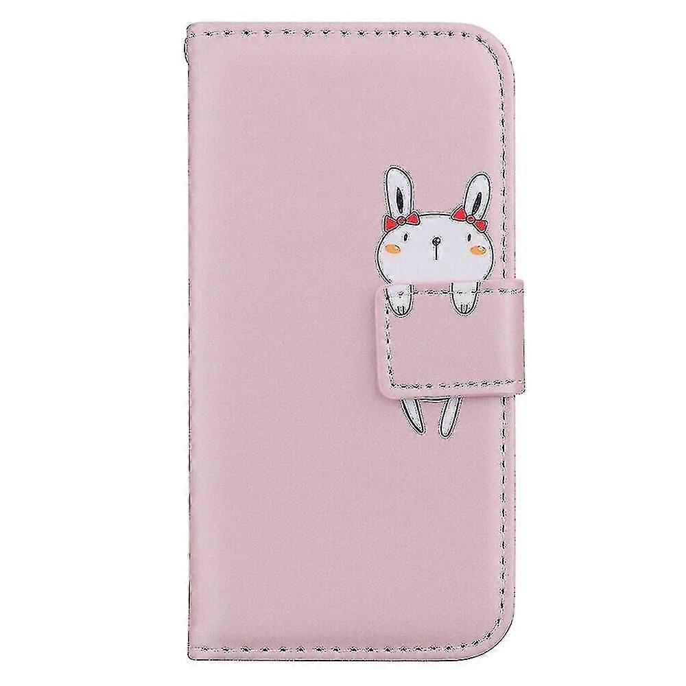 سامسونج غالاكسي A52s 5g حالة Shockproof مضحك 3d أرنب الحيوان الوجه بو الجلود لطيف إغلاق المغناطيسي موقف غطاء المحفظة - روزغولد