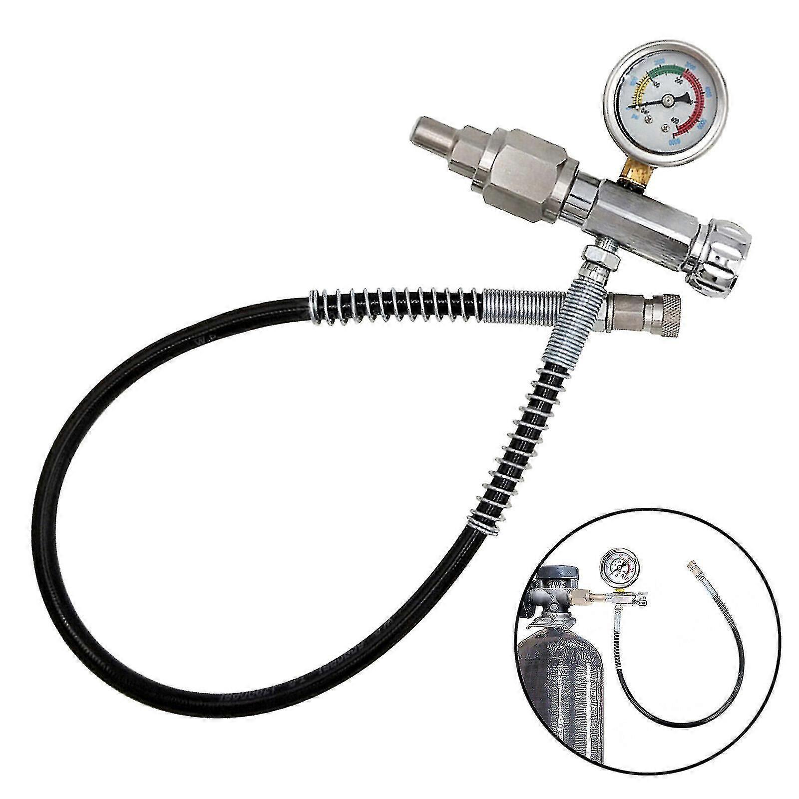 Cga347 Paintball Fill Station Kit Pcp Scba Charging Refill Adapter With Hose Set