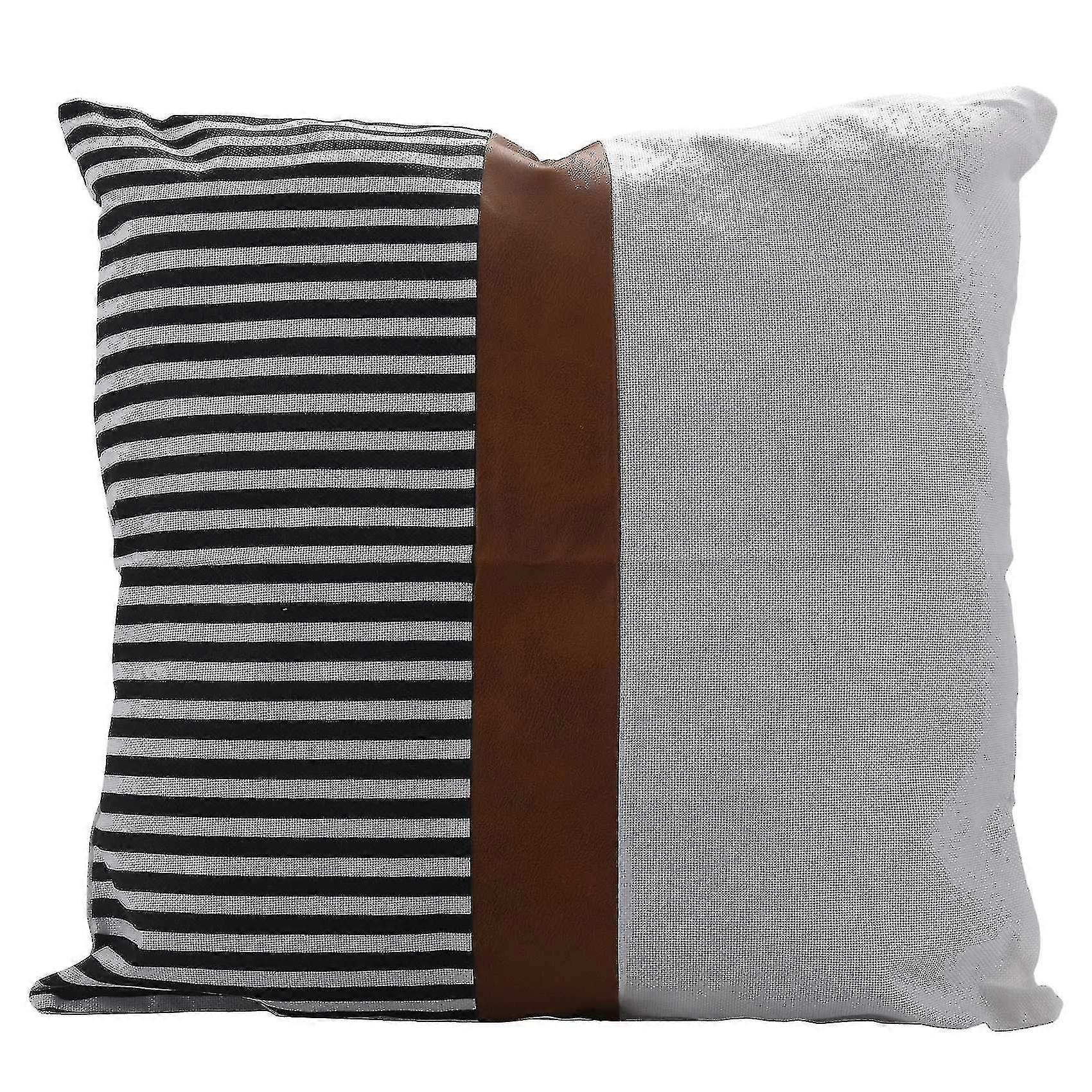 Set Of 2 Patch Linen Boho Throw Covers,18x18 Inch
