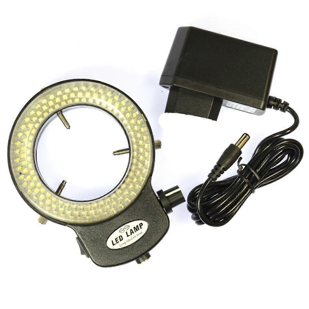 Microscope Observation Adjustable 6500K144LED Ring Light Illuminator Lamp with AC Power Adapter(Black)