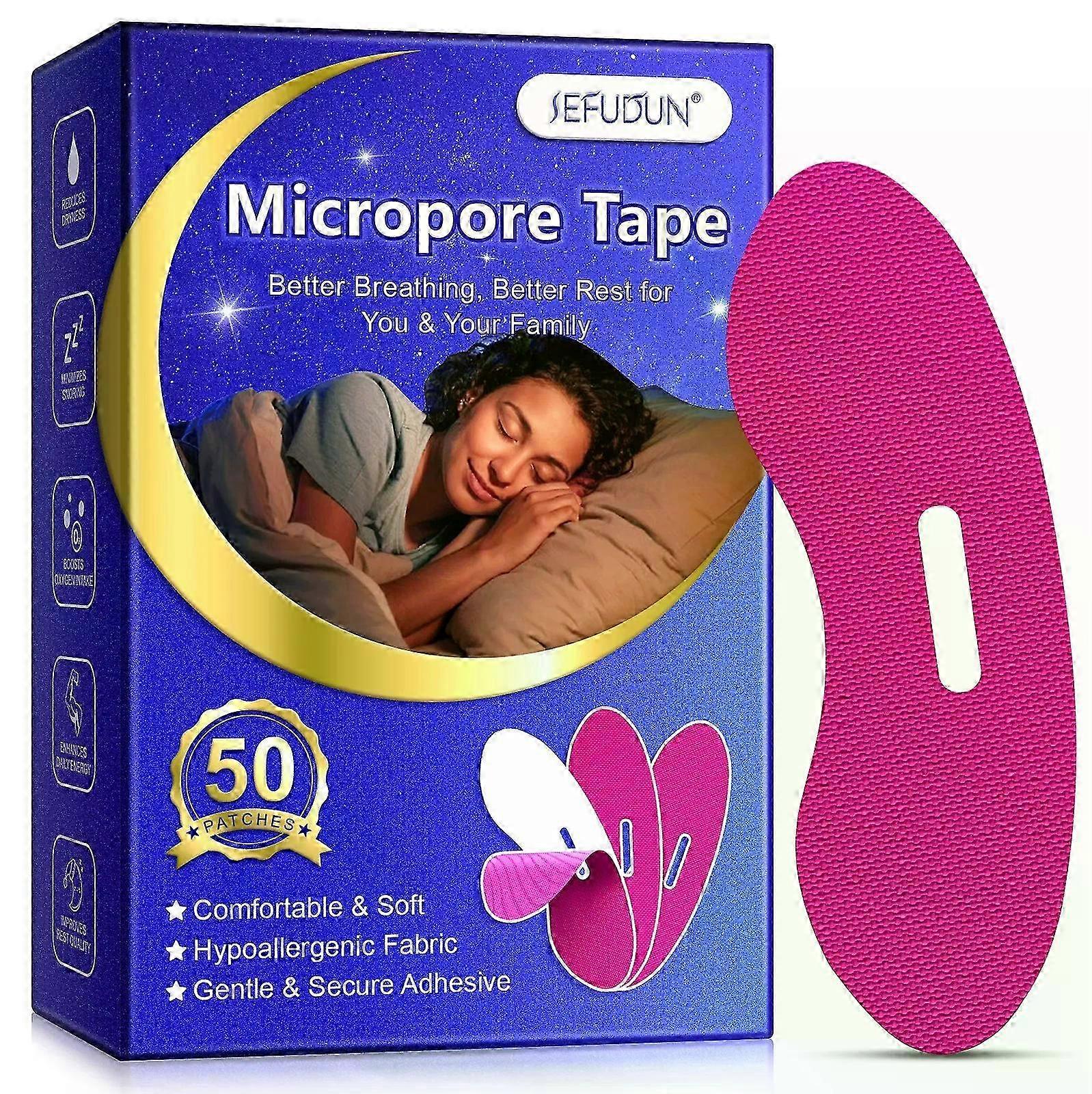 50Pcs Micropore Mouth Tape for Women and Men Sleeping, Snoring and Breathing with Mouth, Pain Free Solution, Hypoallergenic, Skin-Friendly