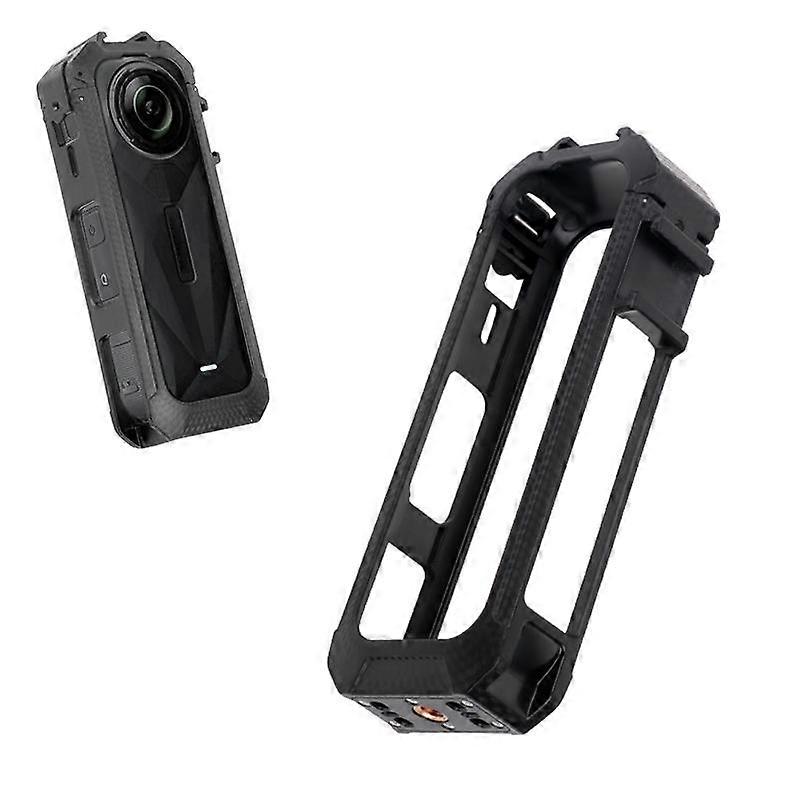 For Insta360 X5 Cold Shoe Carbon Fiber Texture ABS Plastic Protective Frame (Black)