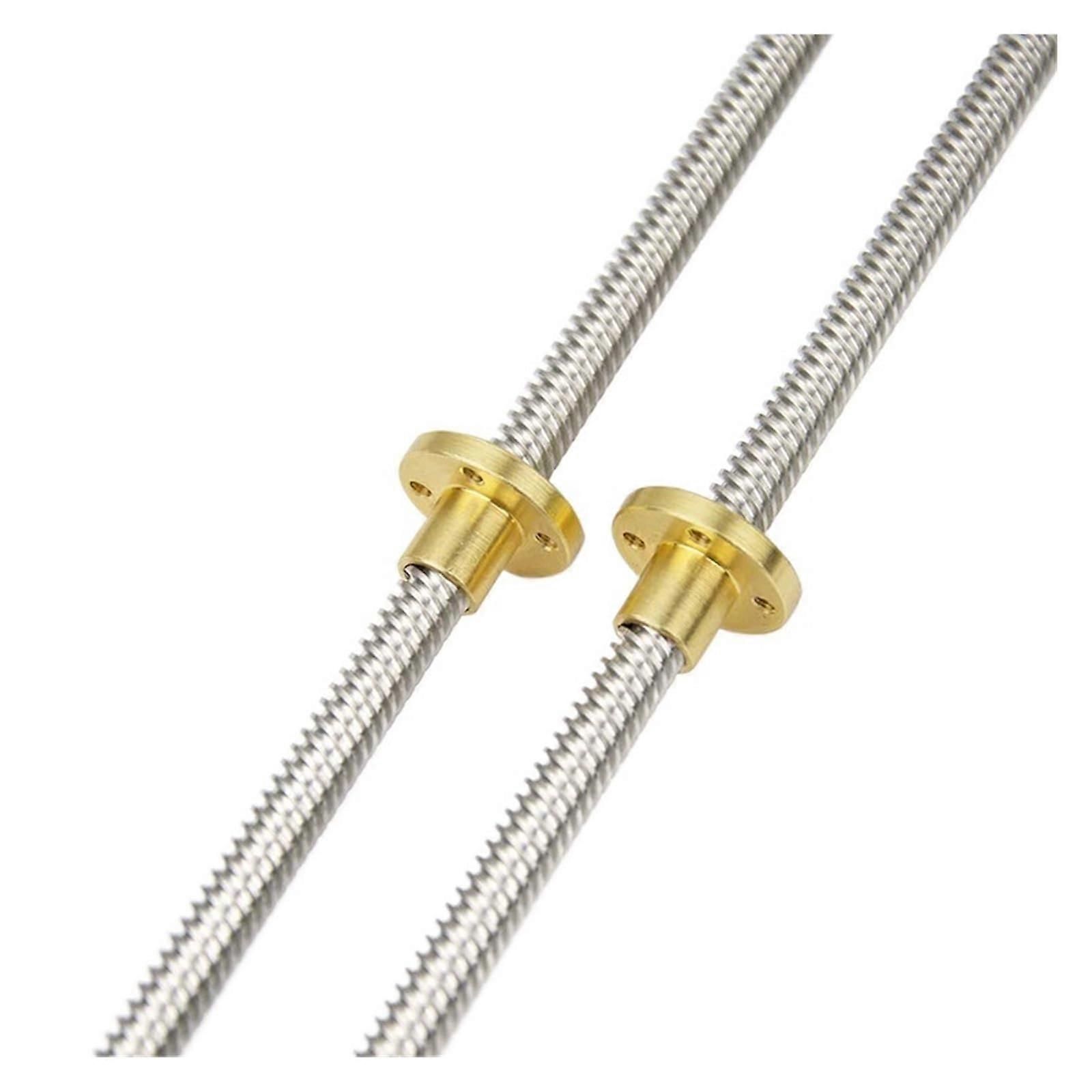 1pc 304 Stainless Steel Threaded Rod Lead Screw with T8 Brass Nut for 3D Printer Machine Z Axis Linear Guides(Lead 2mm,500mm (2PCS))