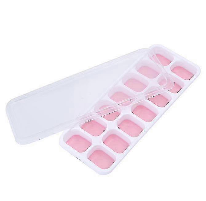 Silicone Ice Cube Trays with Easy Release, Flexible 14-Cube Mold - Pink