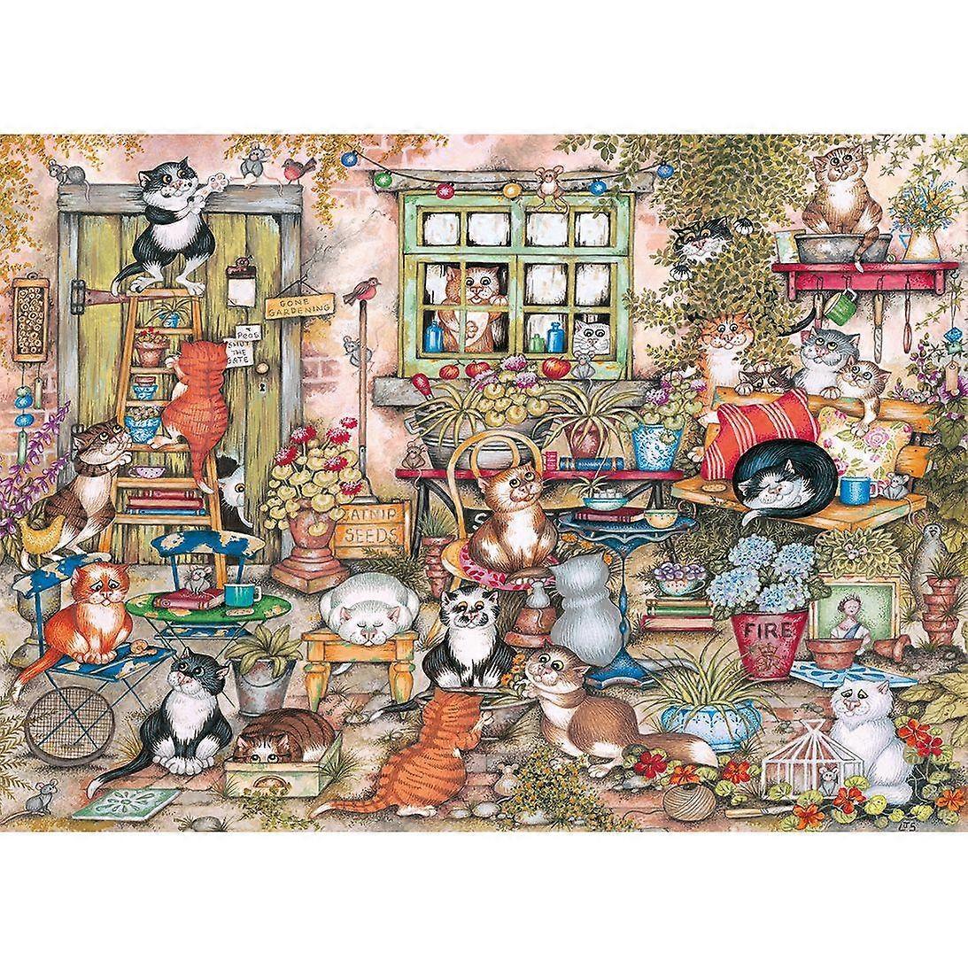 Gibsons Courtyard Cats Jigsaw Puzzle (1000 Pieces)