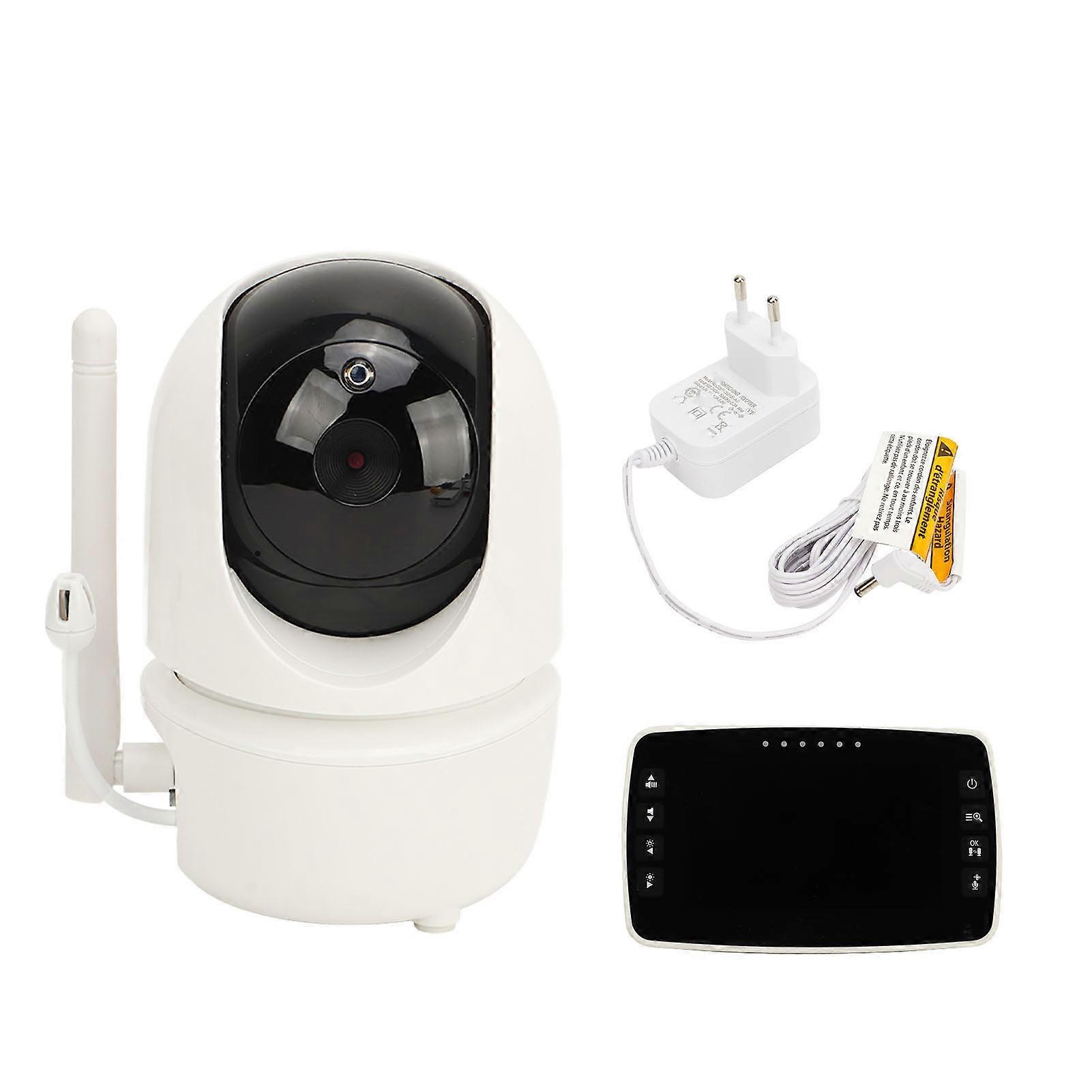 Moniteur pour bébé sans fil Caméra Pan Inclinaison Vision nocturne Détection de la température ambiante Berceuses audio bidirectionnelles Batterie intégrée pour usage domestique Prise européenne 100-