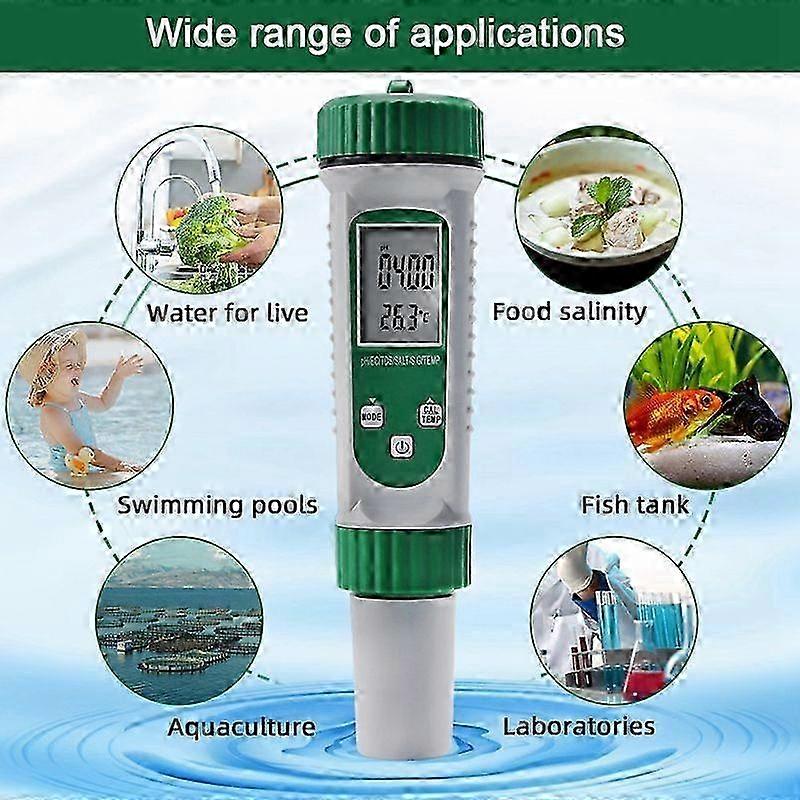Versatile Digital PH Meter 6-in-1 for Water Quality Testing Measures PH, EC, TDS, SALT, S.G, and TEMP