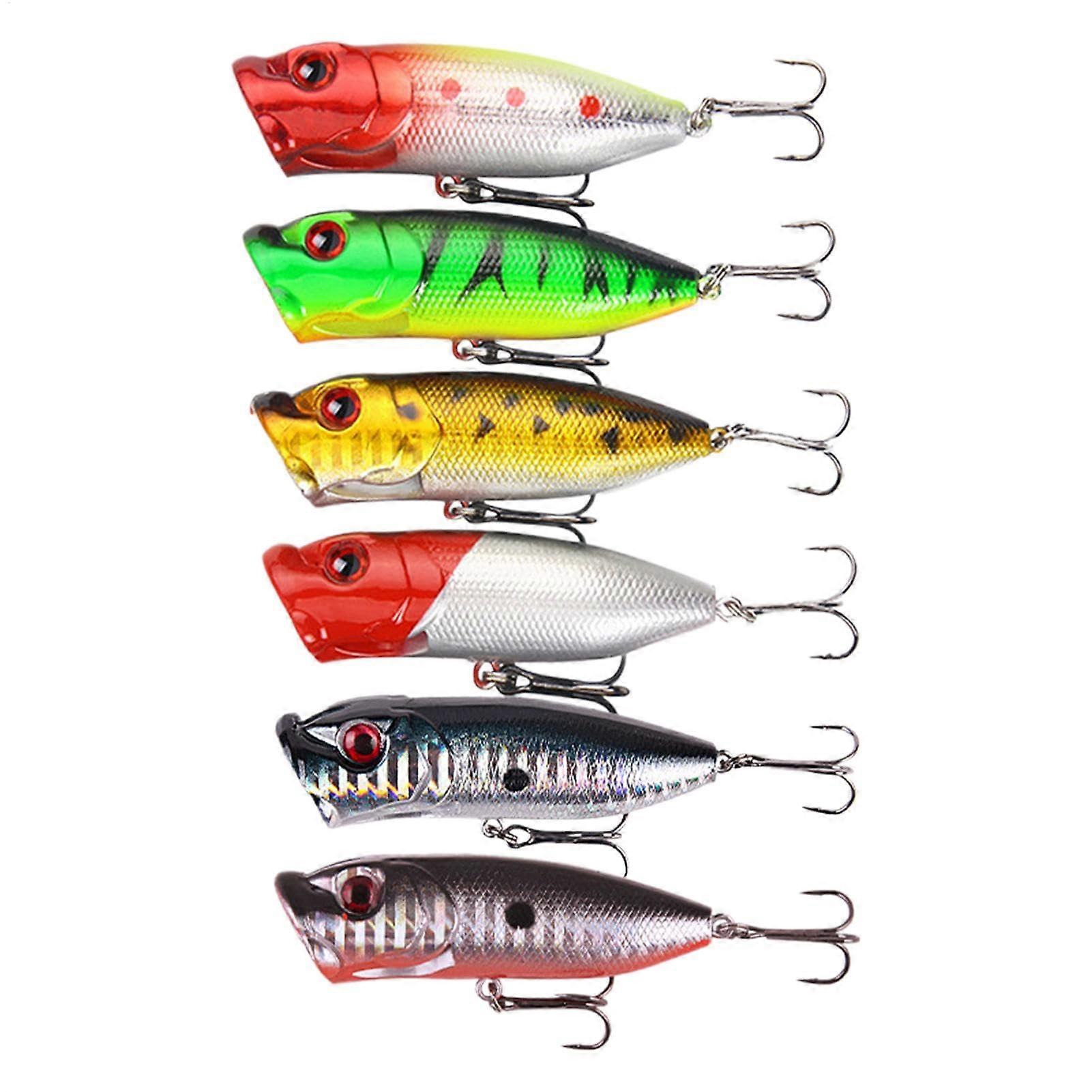 Hard Bait Jigging Lures, 6 x Realistic Joke Bait Casting Fishing Bait 3D Eyes Design