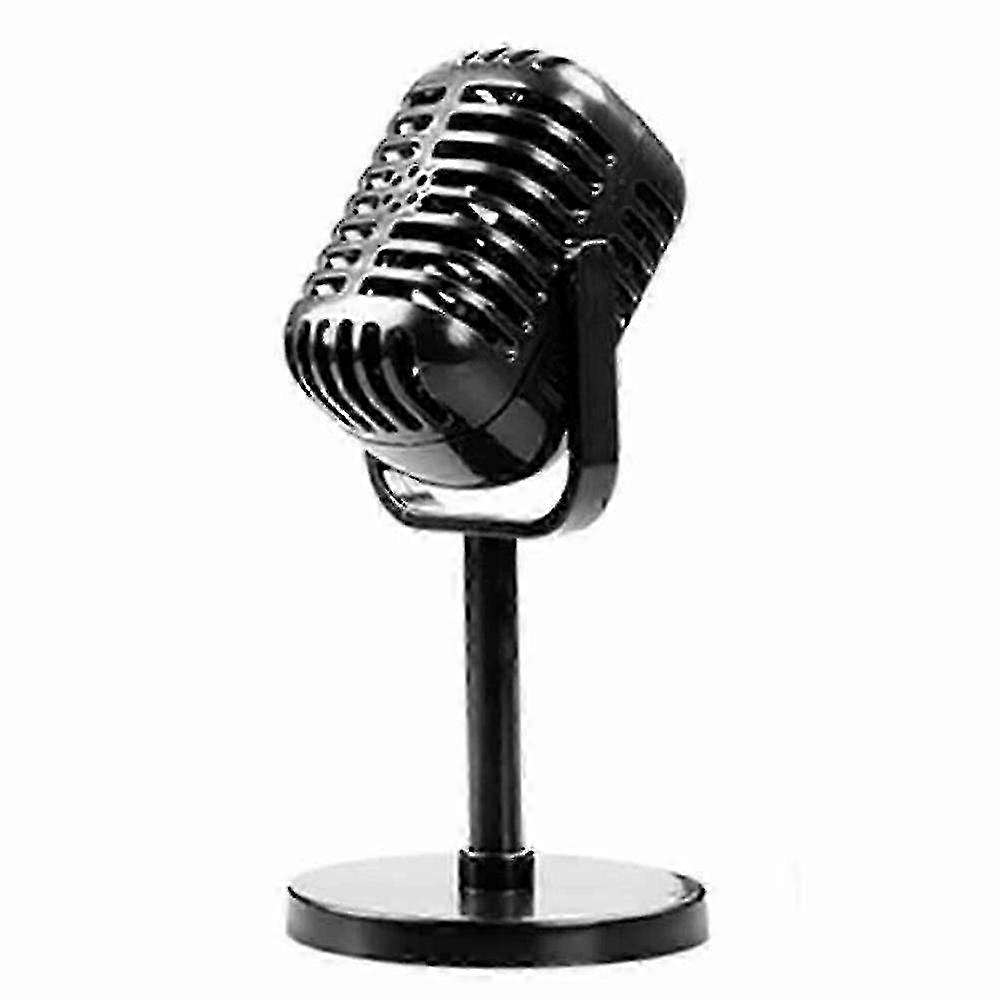 KTVデスクトップデコレーション&フォトプロップ用のビンテージマイクモデル - ブラック
