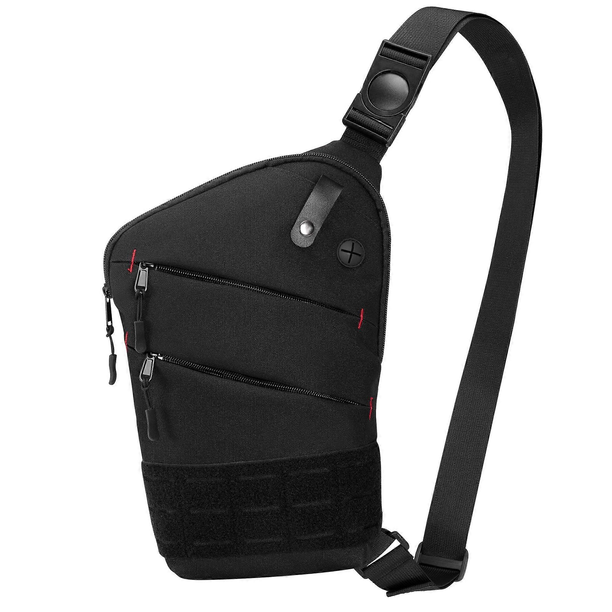 Sling Bag Unisex Crossbody With Patch Area, Black, Multiple Pockets, Bag Only