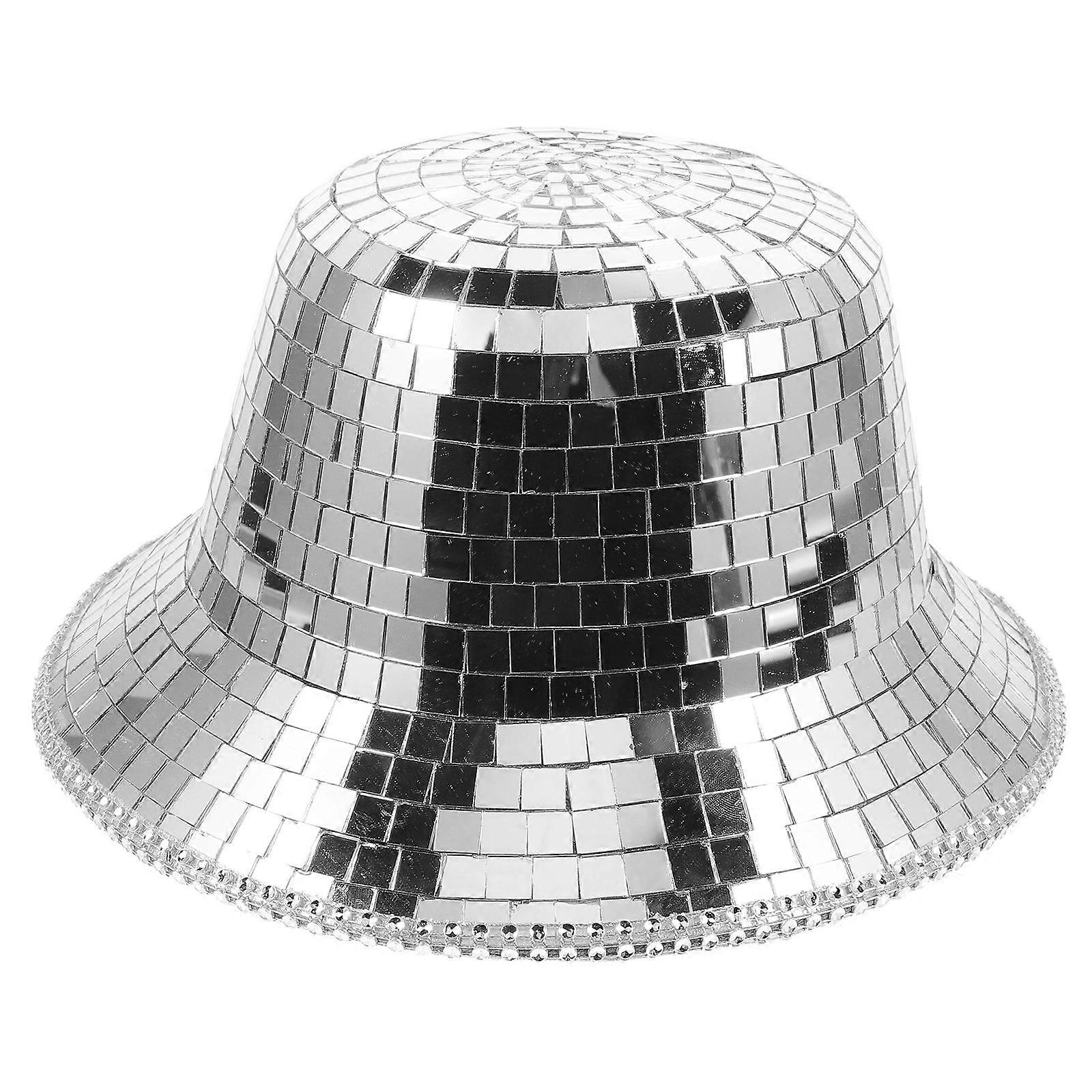 Sparkly Mirror Bucket Hat for Halloween Parties & Festivals – Unique Glamorous Reflective Accessory for Women