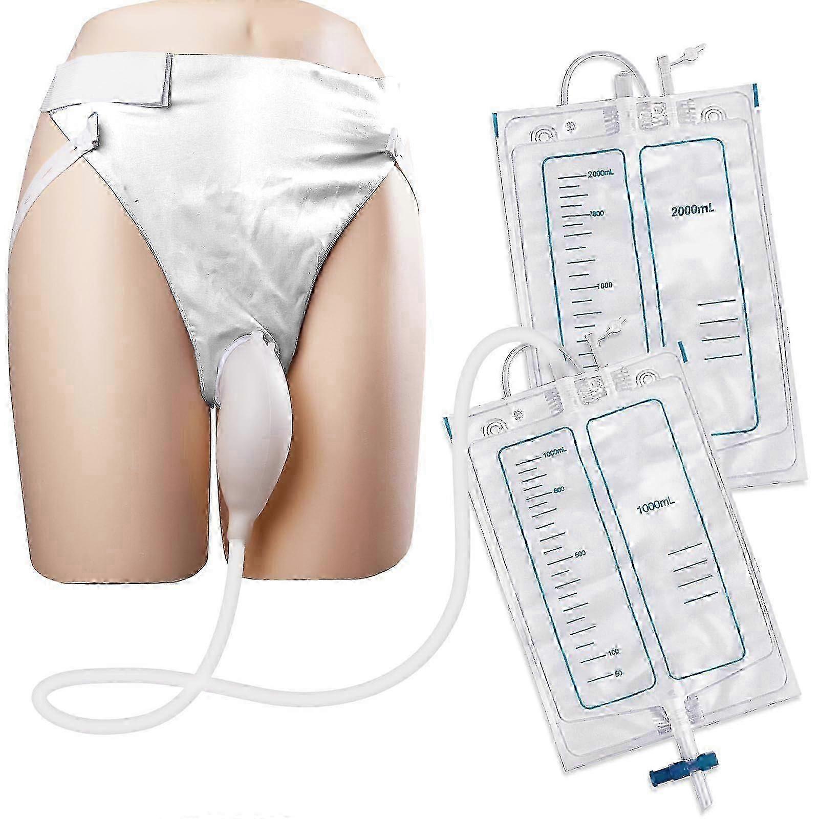 1000ml 2000ml Sac d’urine portable avec canal de cathéter - Patients alités confortables Soins de l’incontinence urinaire pour hommes femmes personnes âgées