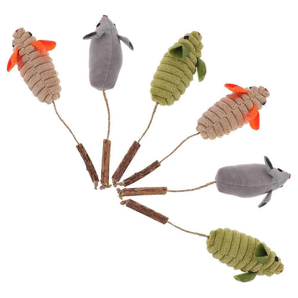 Cat Mouse Toy Catnip Interactive Kitten Indoor Play Chewing Fun Plush 6Pcs