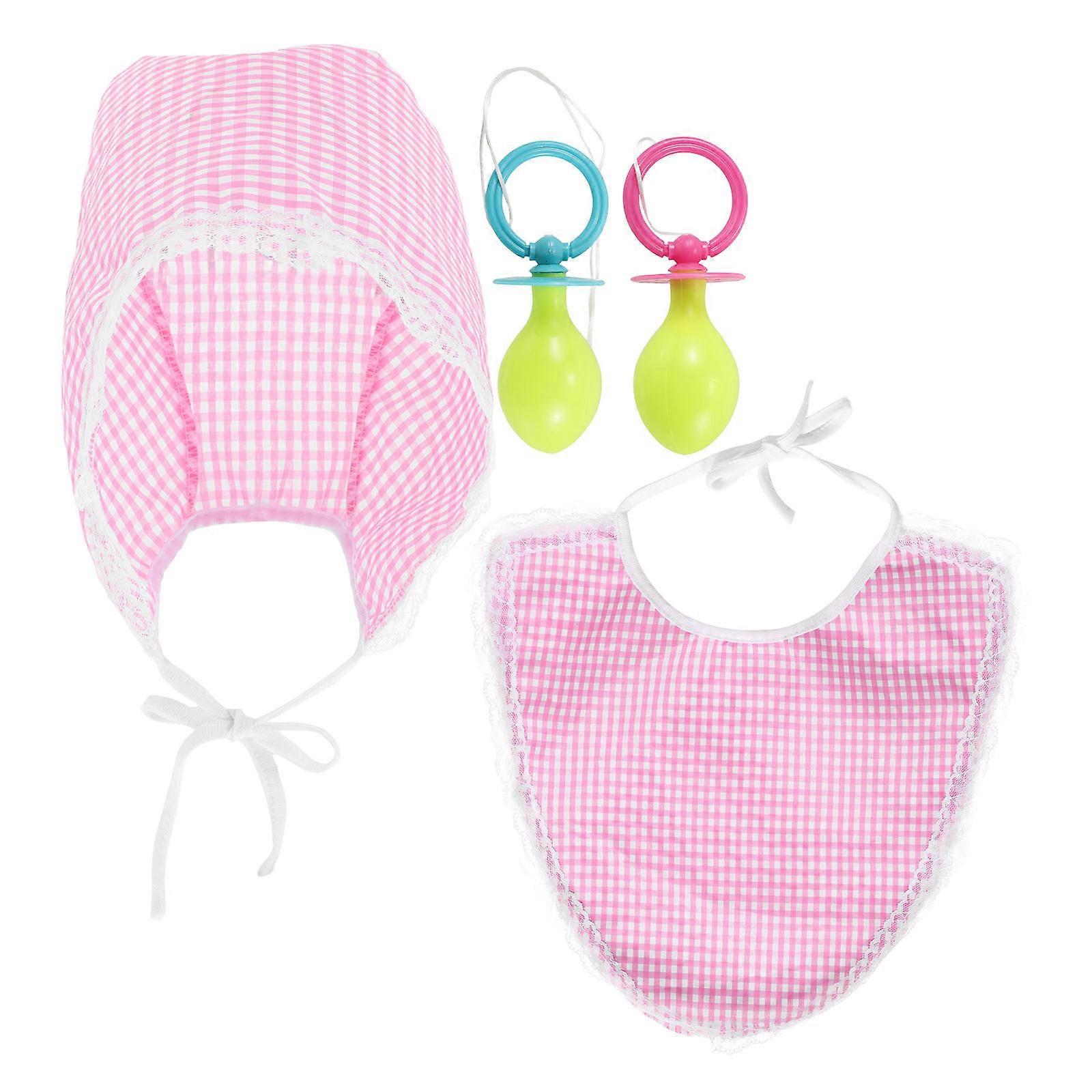 Jumbo Pacifier Costume Accessory for Adults Unisex Halloween Party Prop with Bib and Hat, Novelty Dress Up Toy for Themed Events