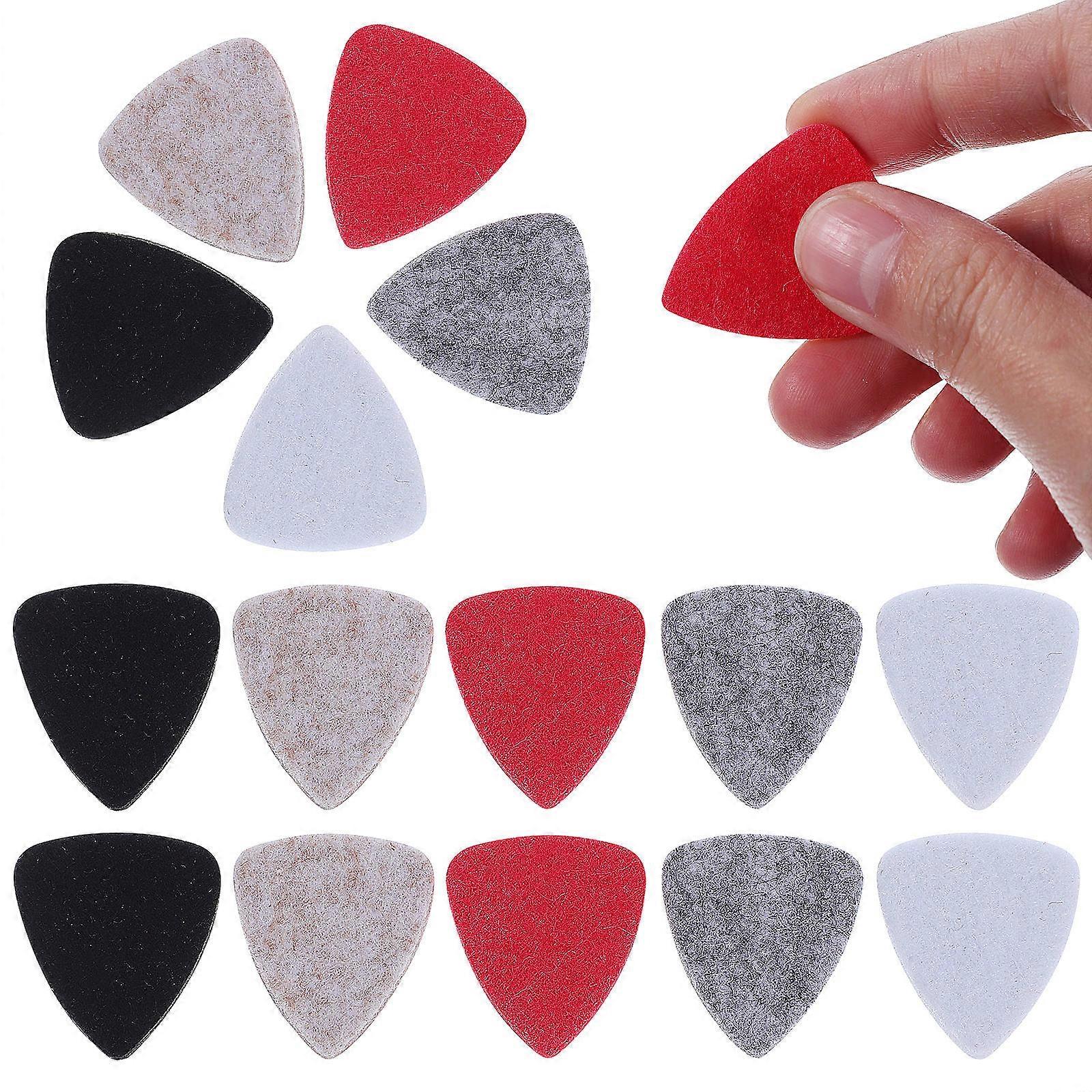 15 Pcs Felt Guitar Picks for Electric & Acoustic Guitars – Multi Color Ukulele Plectrums, Lightweight & Portable for DIY Crafting Projects