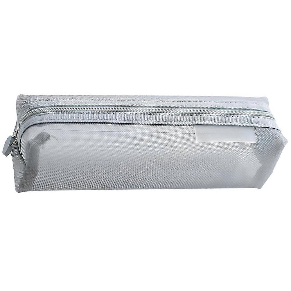 Pencil Case Clear Transparent Pen Case Nylon Material Pen Holder Bag Grey 20.5x6.5cm Daily Use 1Set