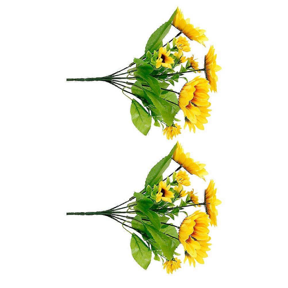 Simulation Yellow Flowers Artificial Sunflower Homeowners Event Planners Yellow 28cm Flower Arrangement 2Pcs