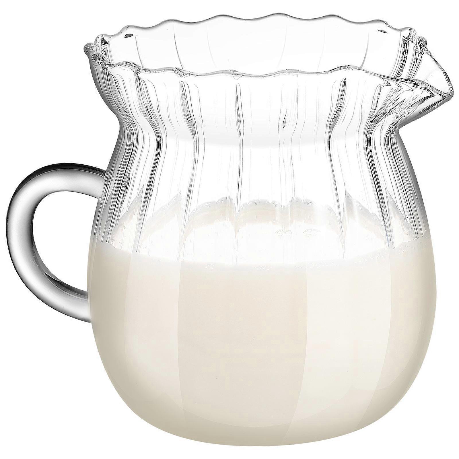 Pitcher Glass Water Pitcher Steaming Pitcher Kitchen Utensil Transparent 370ml 1Set