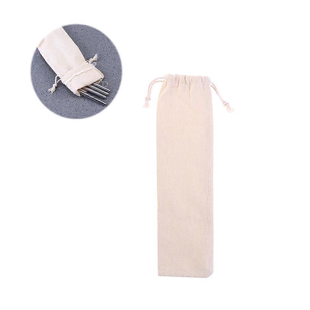 Portable Cutlery Bag Pouch Straw Carrying Case Daily Use Beige 25x7.2cm Storage 1Pc