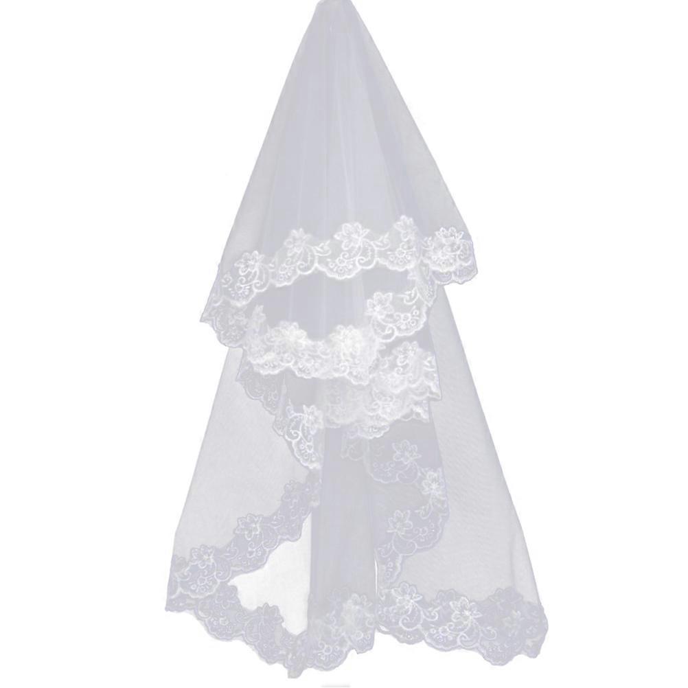طويل الدانتيل الزفاف حجاب الزفاف الاكسسوار للنساء أبيض 1 مجموعة