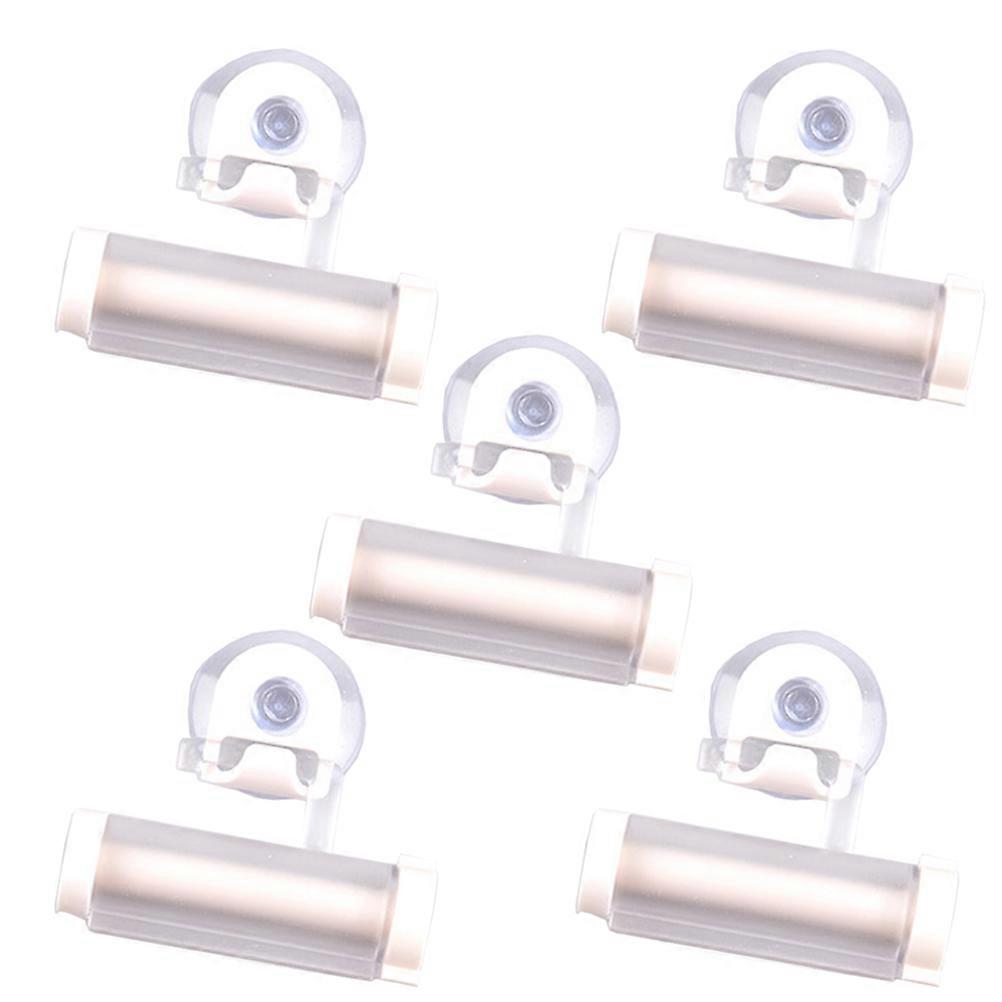 Toothpaste Saver Creative Suction Cup Hanging Type Toothpaste Extruder For Bathroom Organization White 8x2.3x7cm Reusable 5Pcs