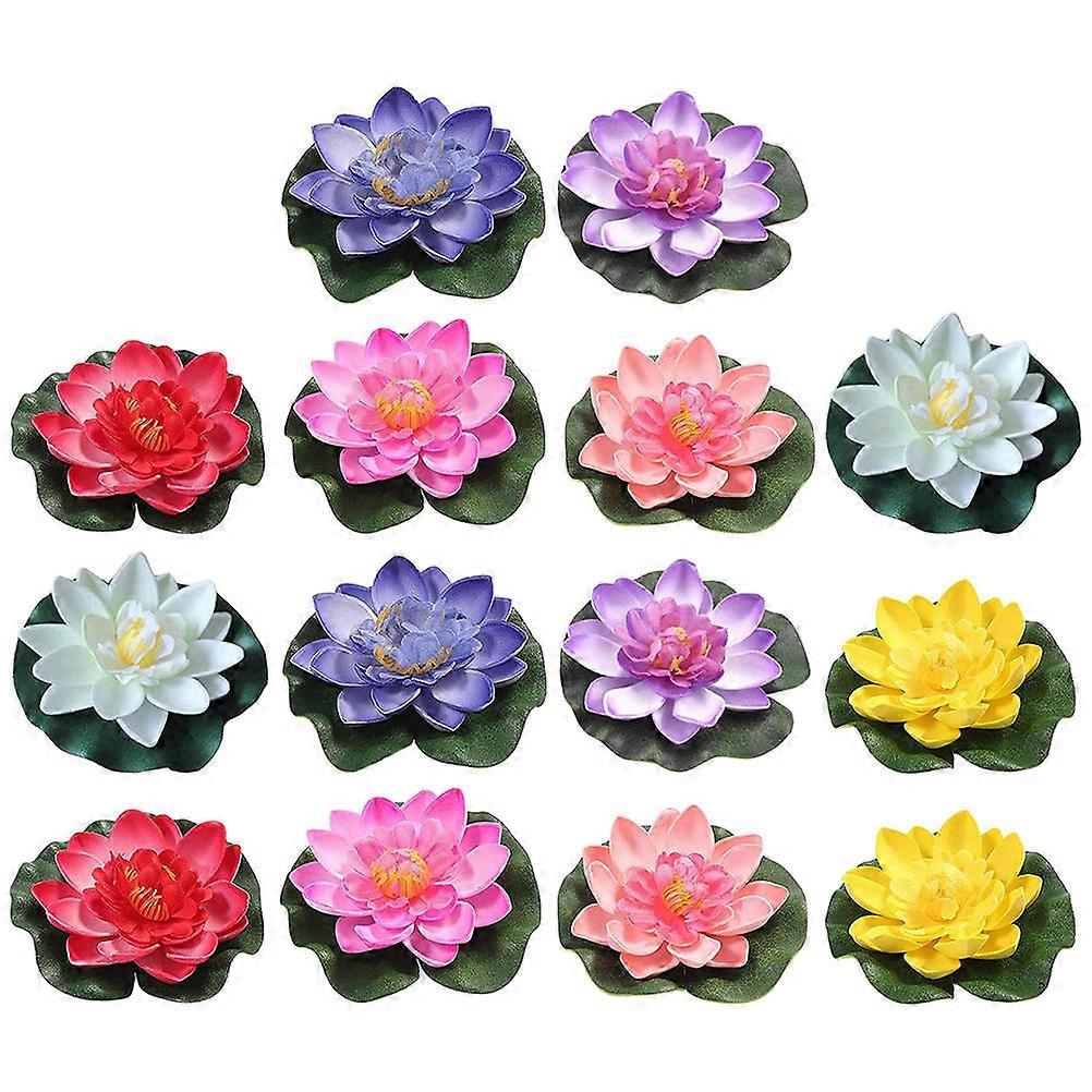 14PCS Simulated Lotus Flowers with Leaves for Pool, Garden, Fountain & Patio Decor – Floating Artificial Lotus Decoration for Outdoor Spaces