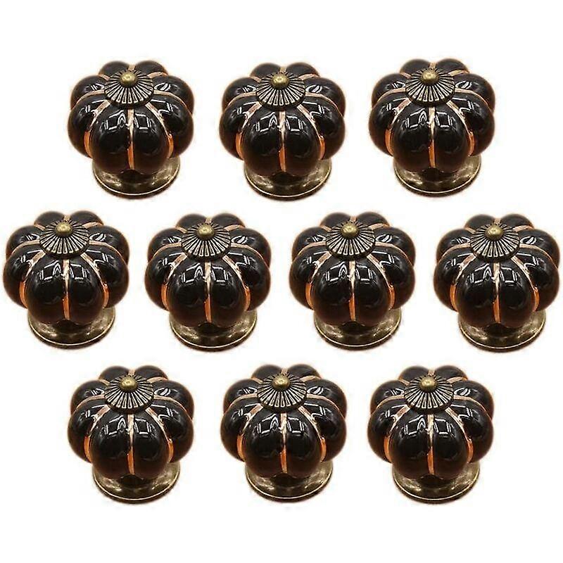 10 Pcs Ceramic Drawer Knobs Cabinet Knob for Kitchen Drawers and Cupboards (Black) - Black