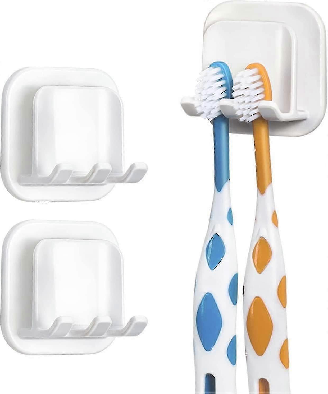 2パック歯ブラシホルダー壁掛け、自己接着歯ブラシホルダーオーガナイザー、バスルームシャワーミラーRVW用プラスチック吊り下げ歯ブラシホルダー