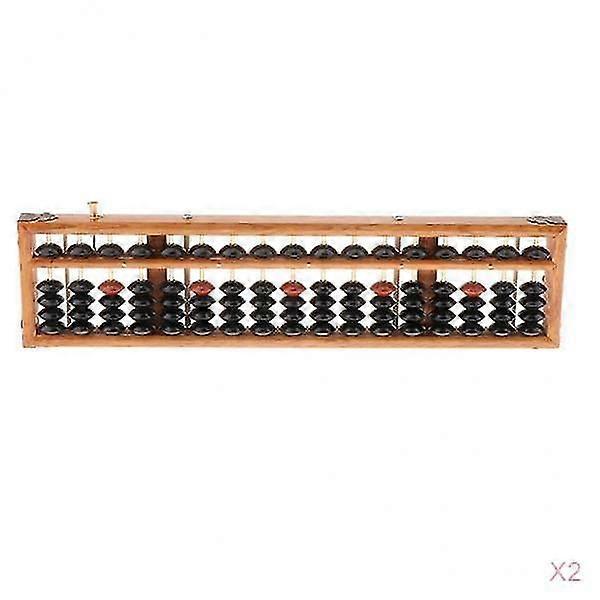2Pieces Professional Wooden 17 Column Math Abacus Beads Calculator Toys
