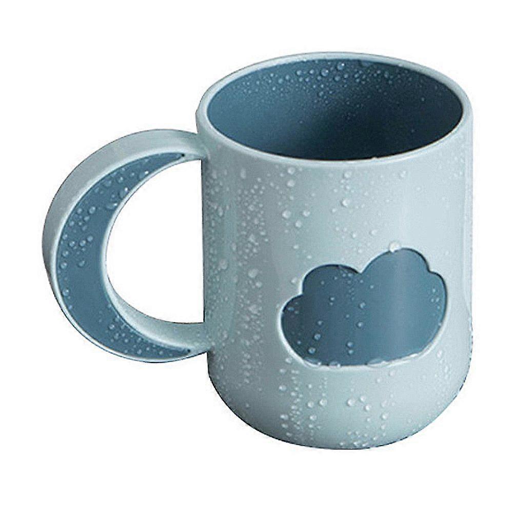 2pcs Plastic Tooth Mug Water Cups Toothbrush Cups Cloud Pattern Bathroom Cup with Handle (Light Blue)
