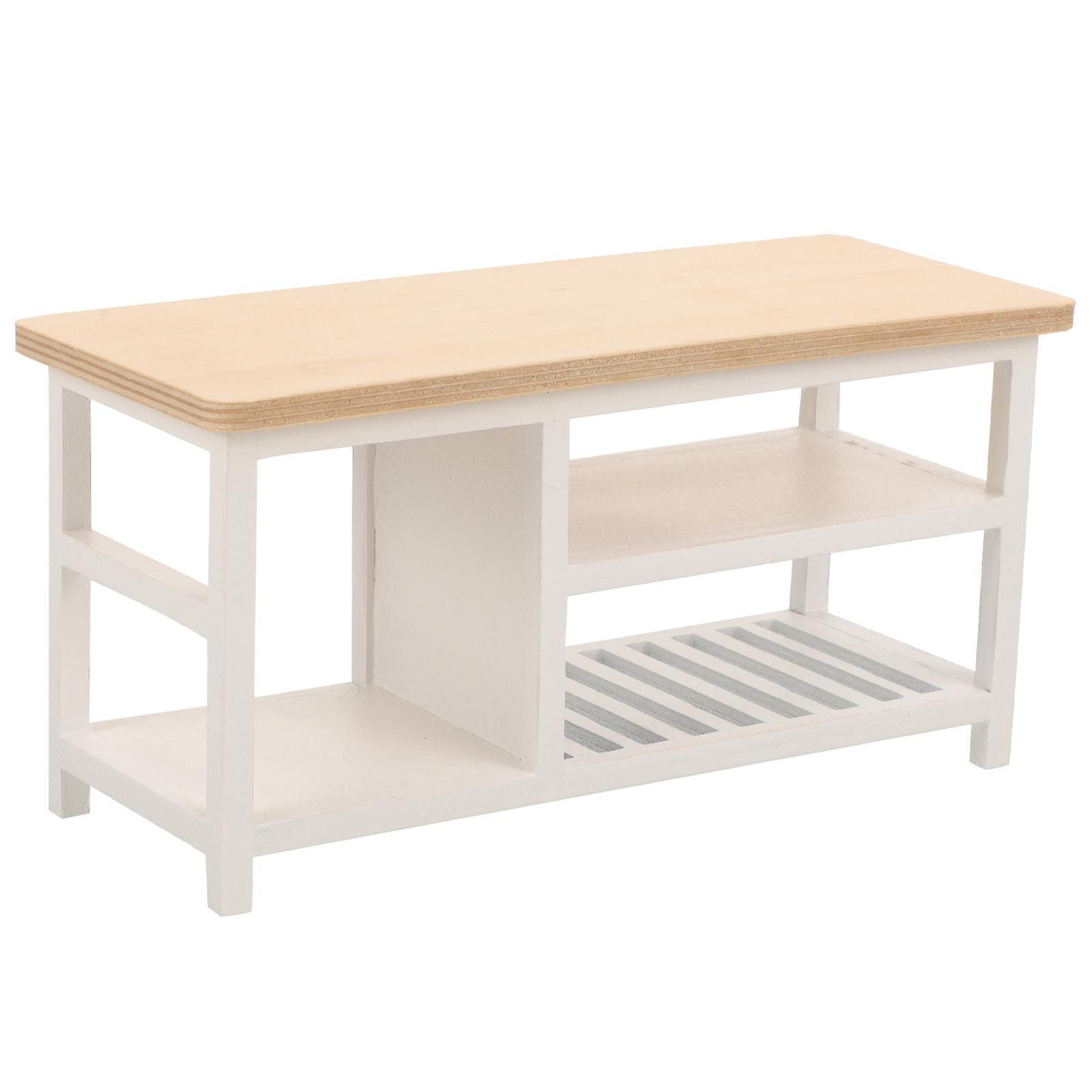 Miniature Computer Table Mini Computer Desk Hobbyists Beige Rectangular Realistic 1Pack