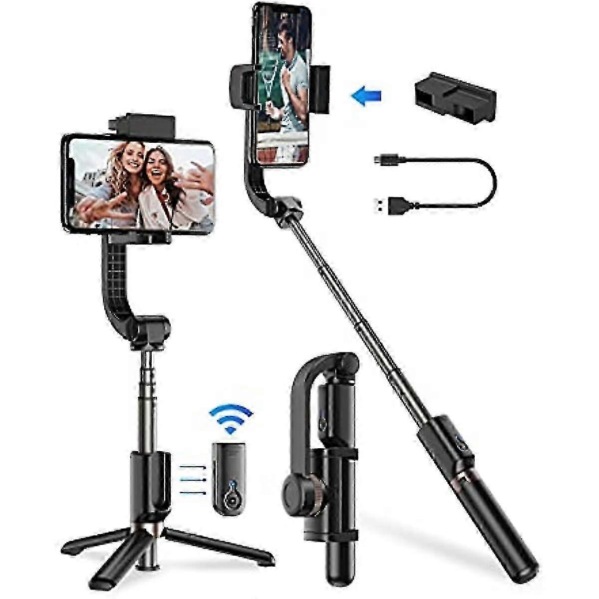 Apexel Gimbal Stabilizer For Smartphone 360rotation Auto Balance Selfie Stick Tripod With Wireless Remote 1-axis Gimbal Anti-shaking Stand Stabilizer