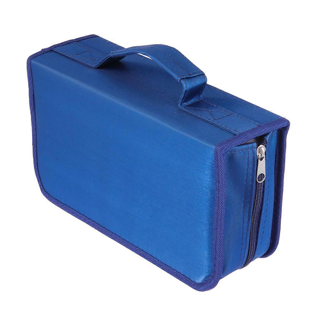 DVDとCDオーガナイザーシルケット加工布家庭用ブルー28.5x16x9.5cm 1個